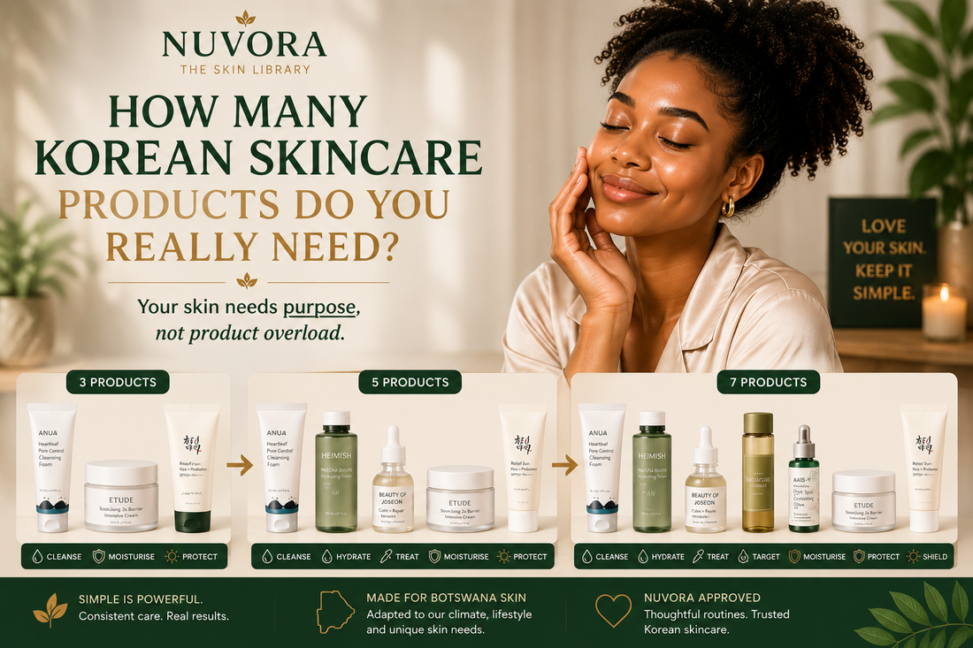How many Korean skincare products you really need, comparing simple 3-step, 5-step and 7-step routines for healthy skin in Botswana
