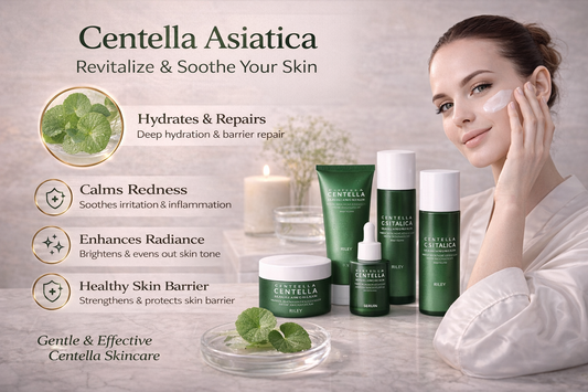 Centella Asiatica skincare benefits showing hydration soothing redness and improved skin barrier
