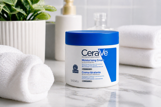 CeraVe moisturizing cream for dry skin showing hydration, barrier repair, and gentle non-irritating formula for face and body