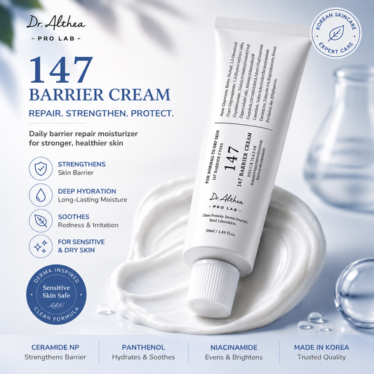 Dr. Althea 147 Barrier Cream 50ml hydrating Korean moisturizer for skin barrier repair, deep hydration and sensitive skin care.