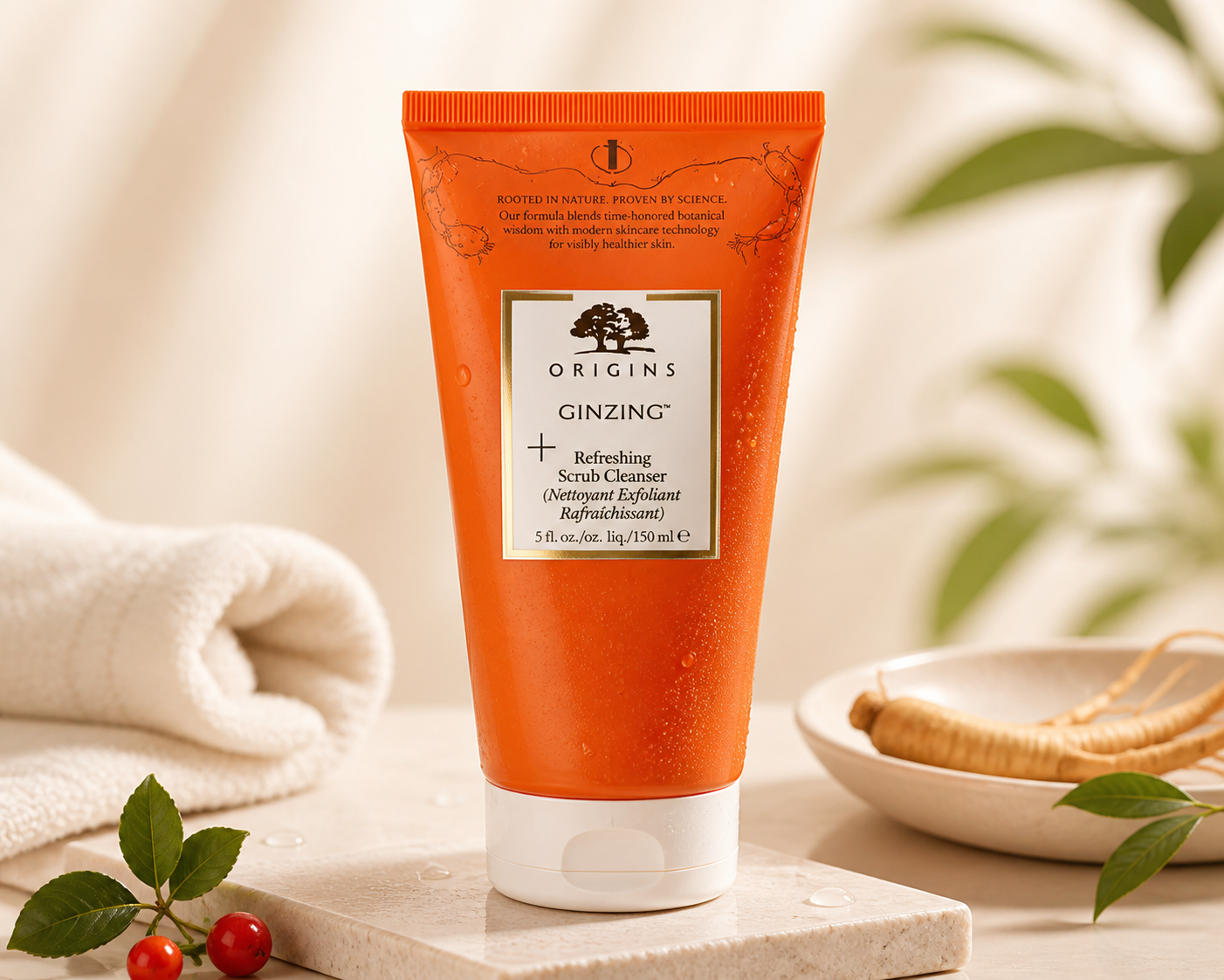 Premium ginseng face cleanser for deep cleansing and gentle exfoliation to brighten and refresh skin